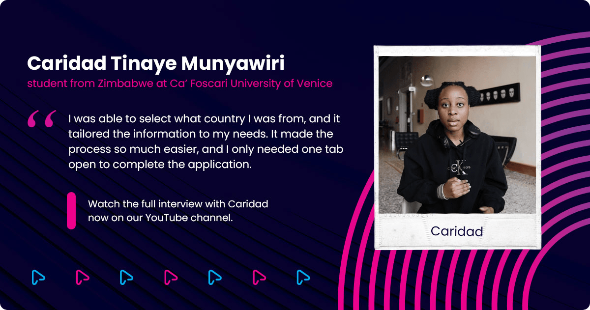 Caridad Tinaye Munyawiri, student from Zimbabwe at Ca’ Foscari University of Venice